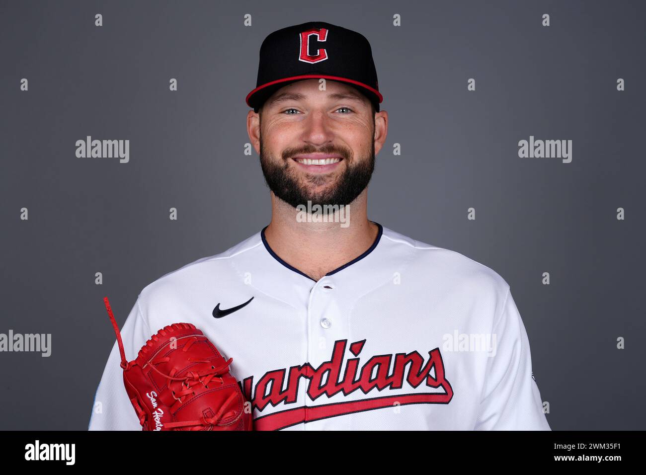 This is a 2024 photo of pitcher Sam Hentges of the Cleveland Guardians