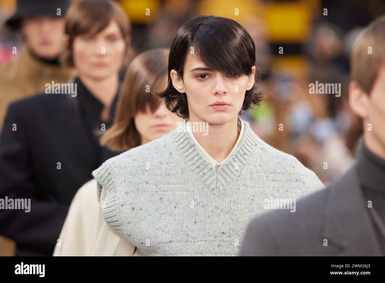Milan, Italy. 23rd Feb, 2024. Models walk the runway for the finale ...