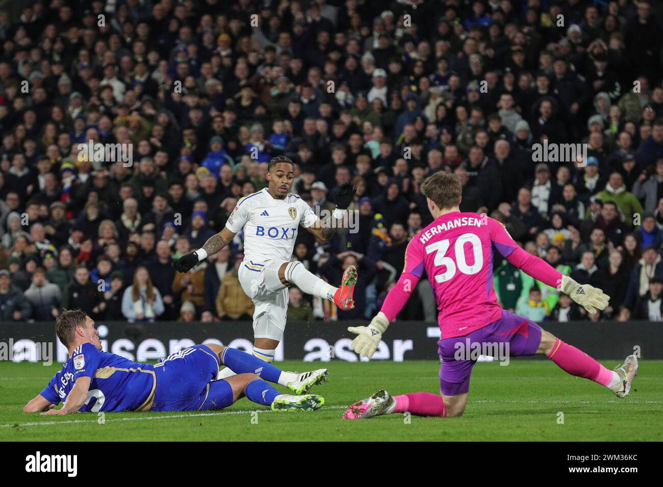 Crysencio Summerville Of Leeds United Takes A Shot But Is Blocked ...