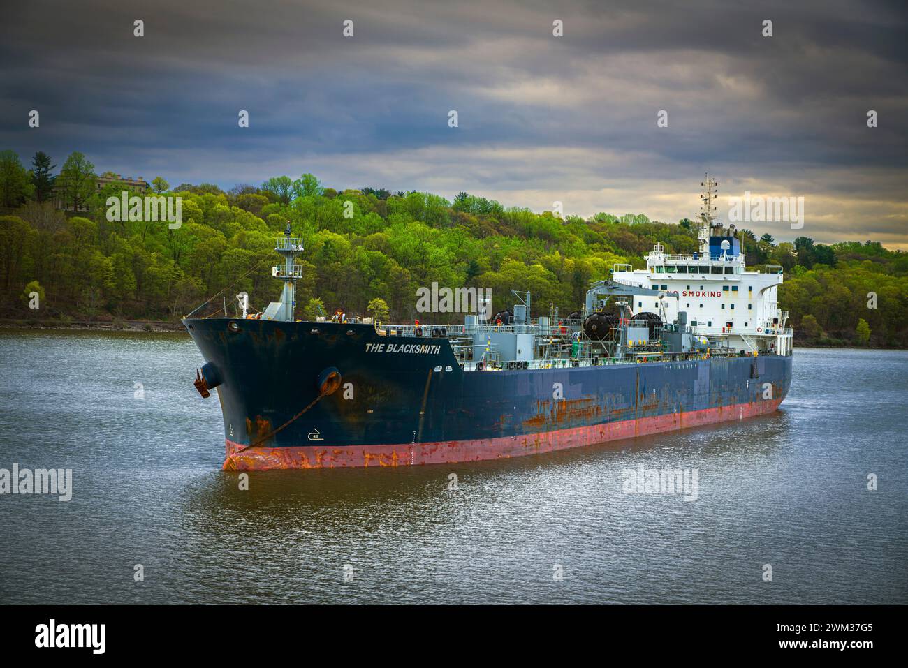 The Blacksmith bitumen tanker, Hudson River, New York, USA Stock Photo