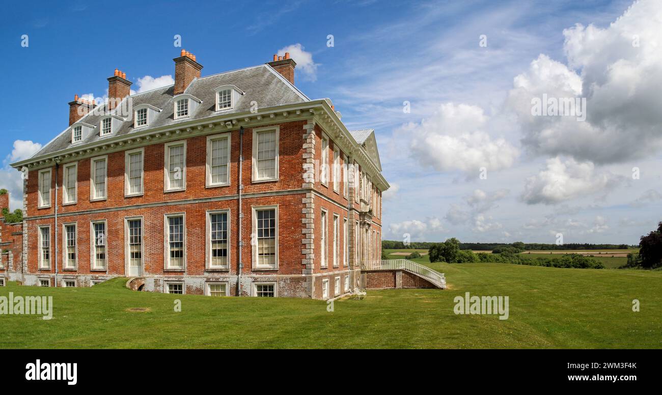 Panoramic view of Uppark House seen from the front in South Harting, West Sussex, UK on 10 May 2011 Stock Photo