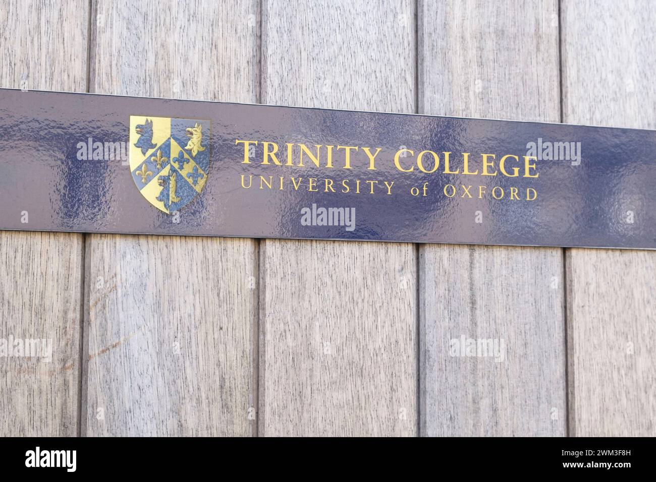 Around the University city of Oxford UK. Sign for Trinity College University of Oxford Stock Photo