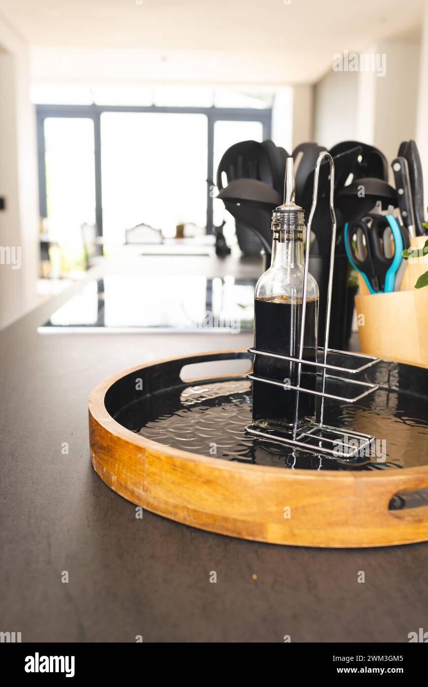 A modern kitchen sink with a drying rack, with copy space Stock Photo