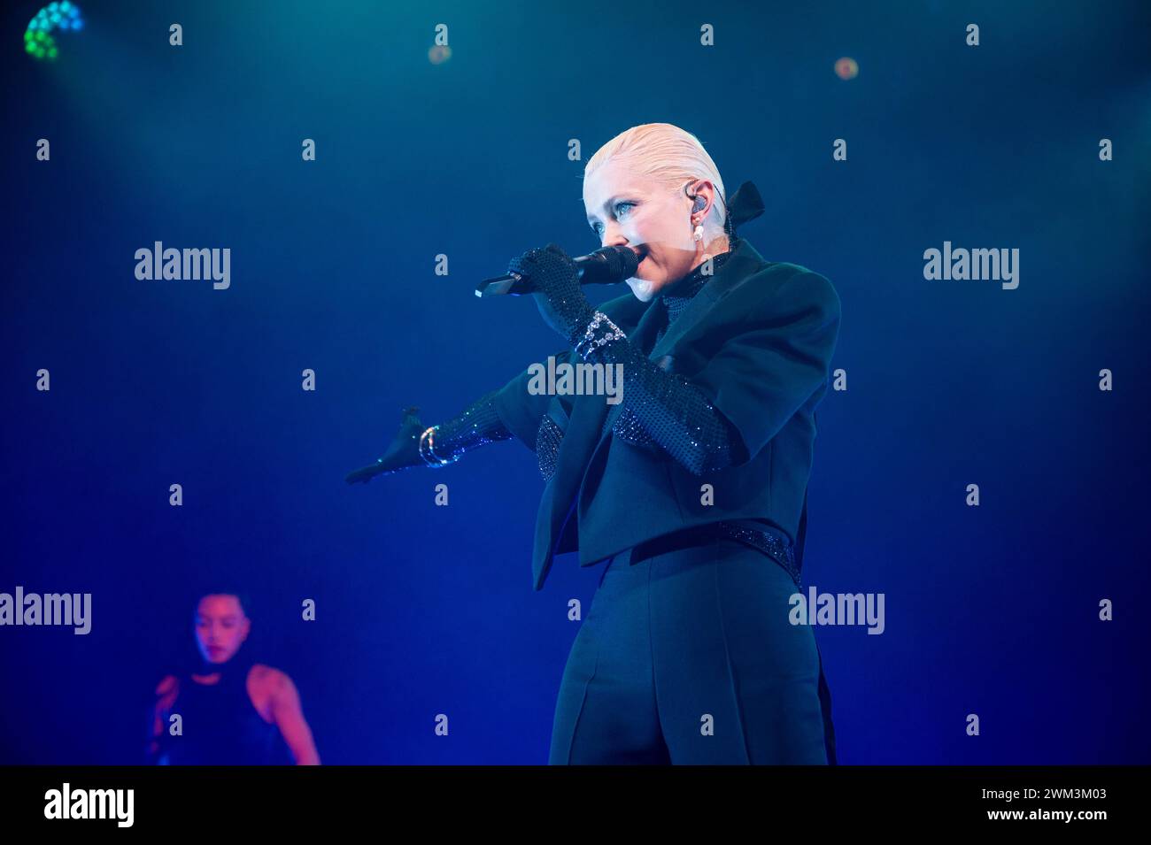 Manchester, UK. 23rd February 2024. Alison Goldfrapp performs at the Manchester Academy on her solo 'The Love Invention' tour.  2024-02-23 . Credit:  Gary Mather/Alamy Live News Stock Photo