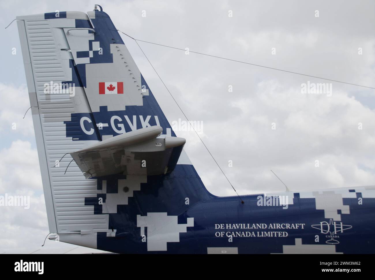 C-GVKI, a de Havilland Canada DHC-6-400 Twin Otter Guardian owned by de Havilland Aircraft of Canada Limited, on static display at the Royal International Air Tattoo 2023 held at RAF Fairford in Gloucestershire, England. Stock Photo