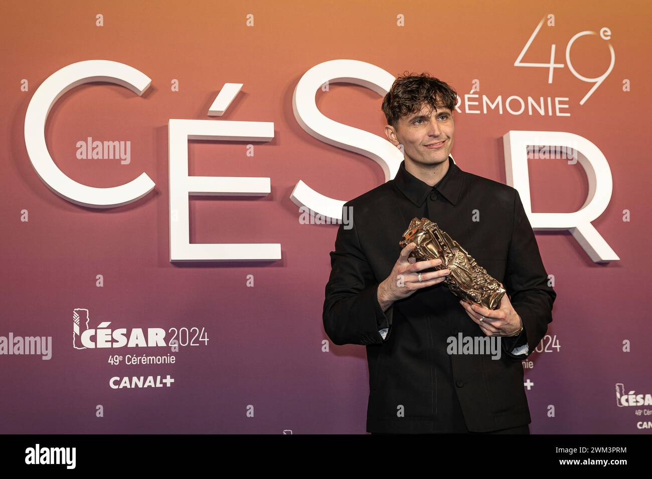 Raphaël Quenard poses in the winners room with the 'Best Male Newcomer ...