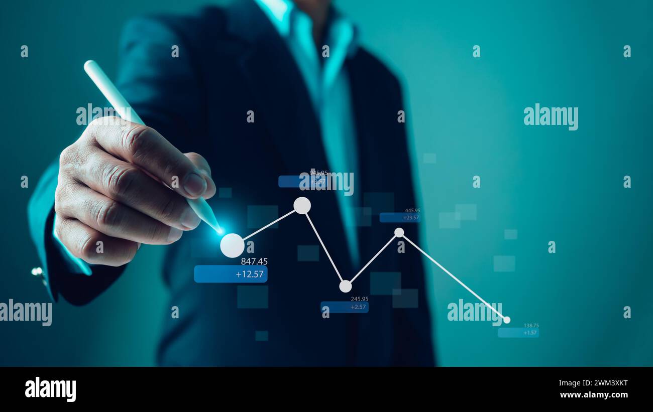 Stock market, Business growth, progress or success concept. Businessman ...