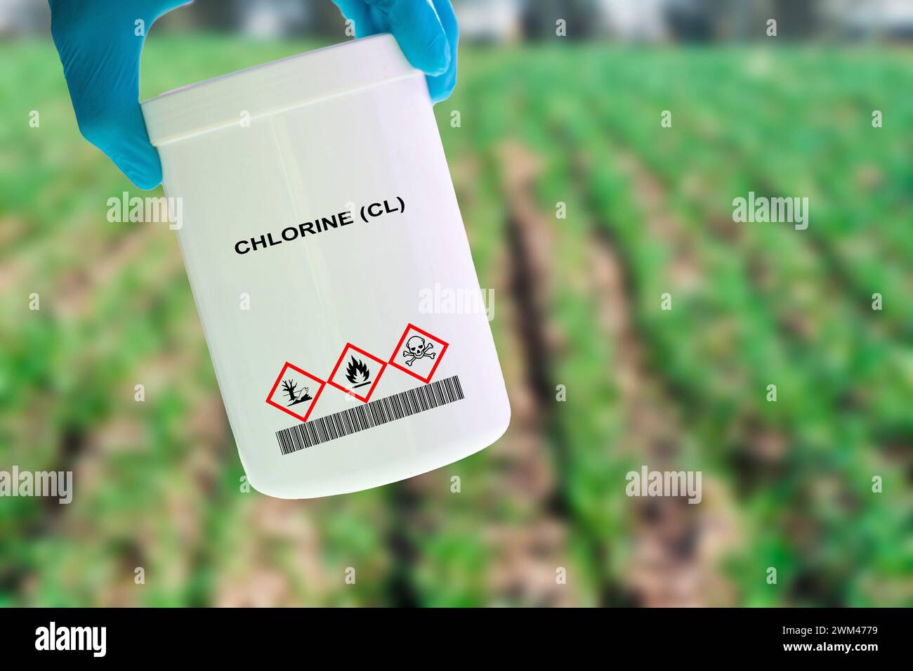 Container of chlorine Stock Photo