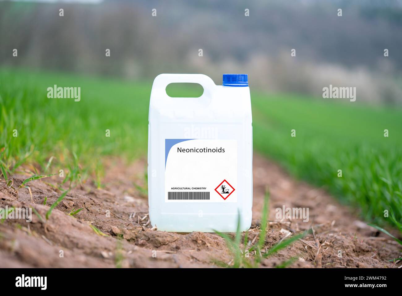 Container of neonicotinoids systemic insecticides Stock Photo