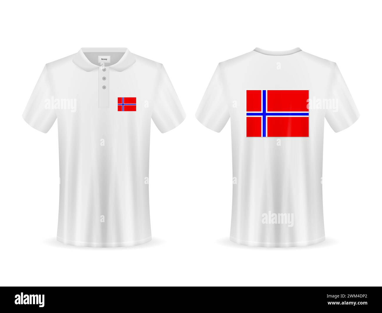 Polo shirt with Norway flag on a white background. Vector illustration. Stock Photo