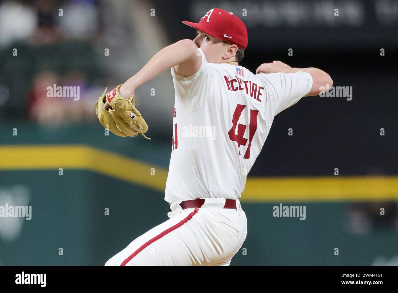 February 23, 2024: Razorback pitch Will McEntire #41 in action from the ...