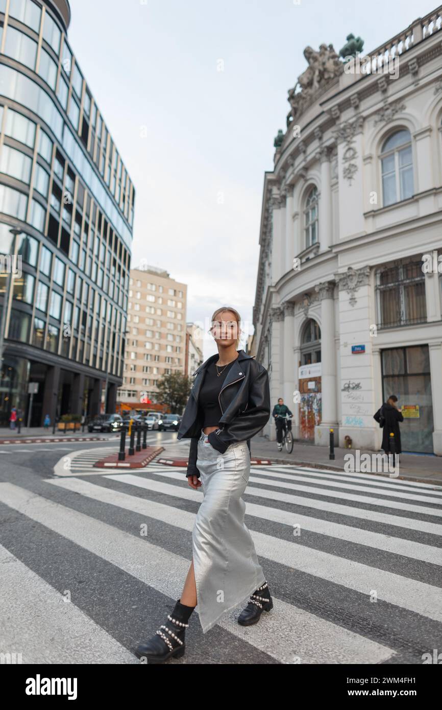 Fashion Beautiful Girl In Stylish Urban Clothes With A Leather Jacket fashion-beautiful-girl-in-stylish-urban-clothes-with-a-leather-jacket
