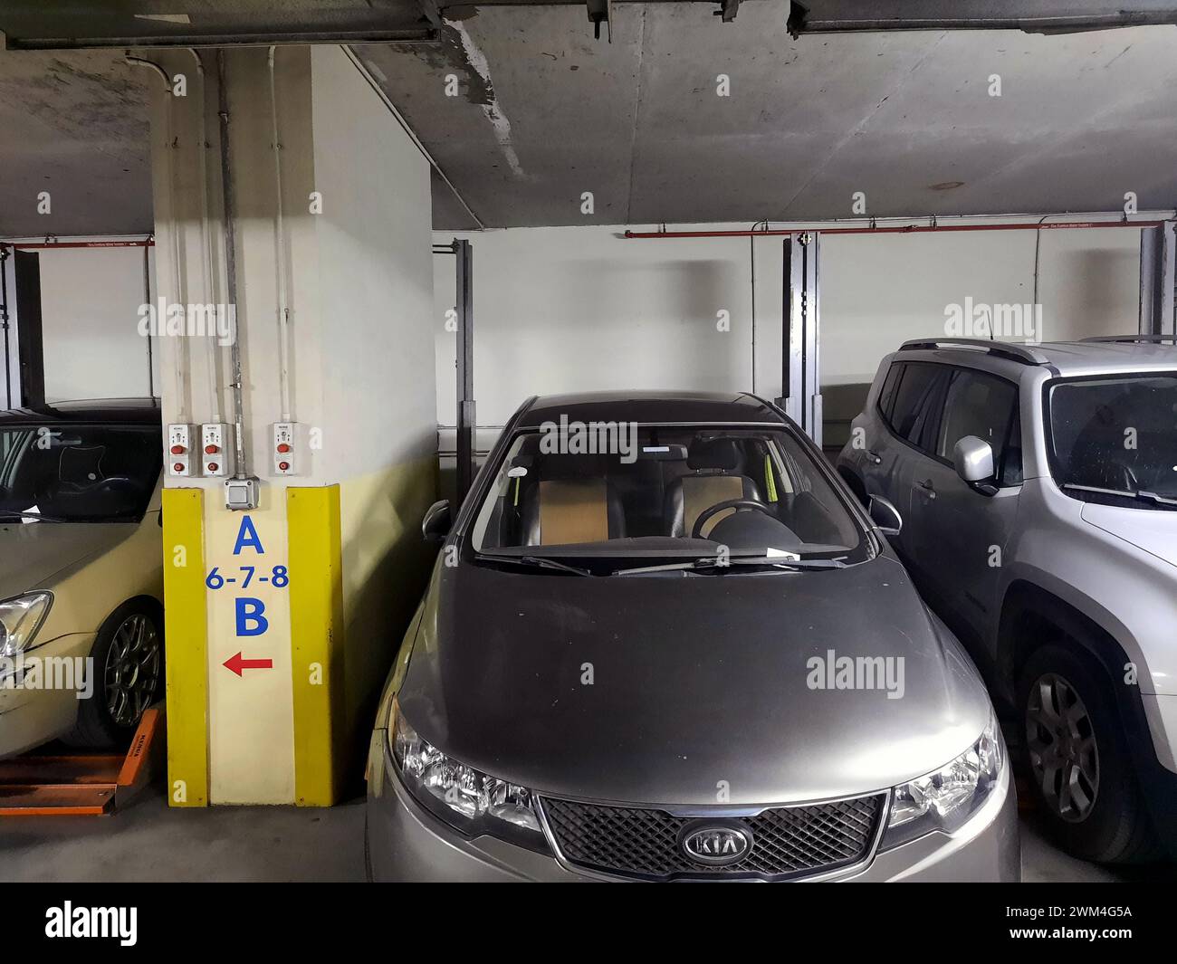 Cairo, Egypt, January 11 2024: Klaus multiparking system in a garage, one of the leading manufacturers of parking systems in the world for over 50 yea Stock Photo