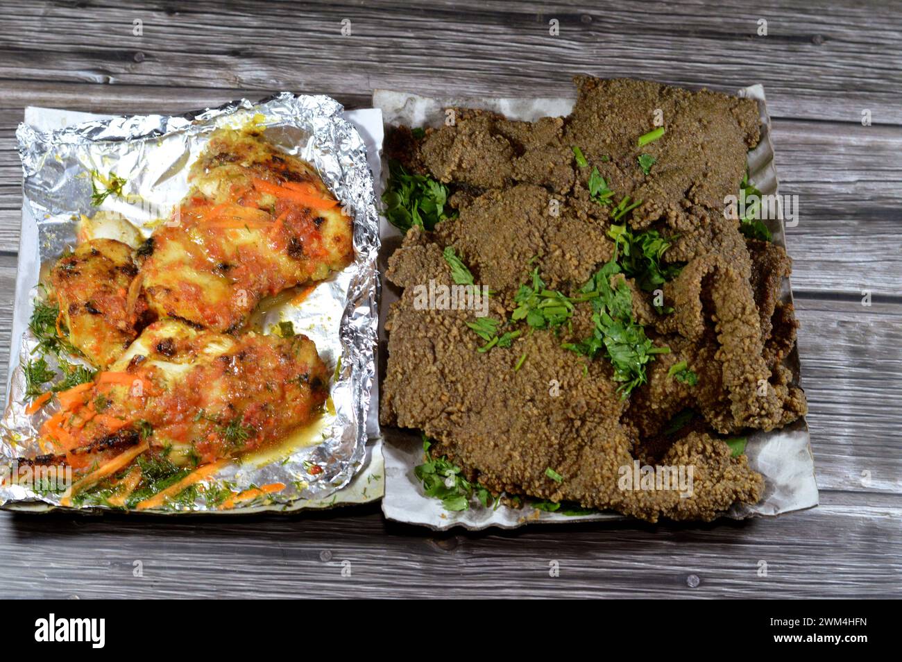 Arabic deep fried beef liver slices, beef liver covered with wheat bran