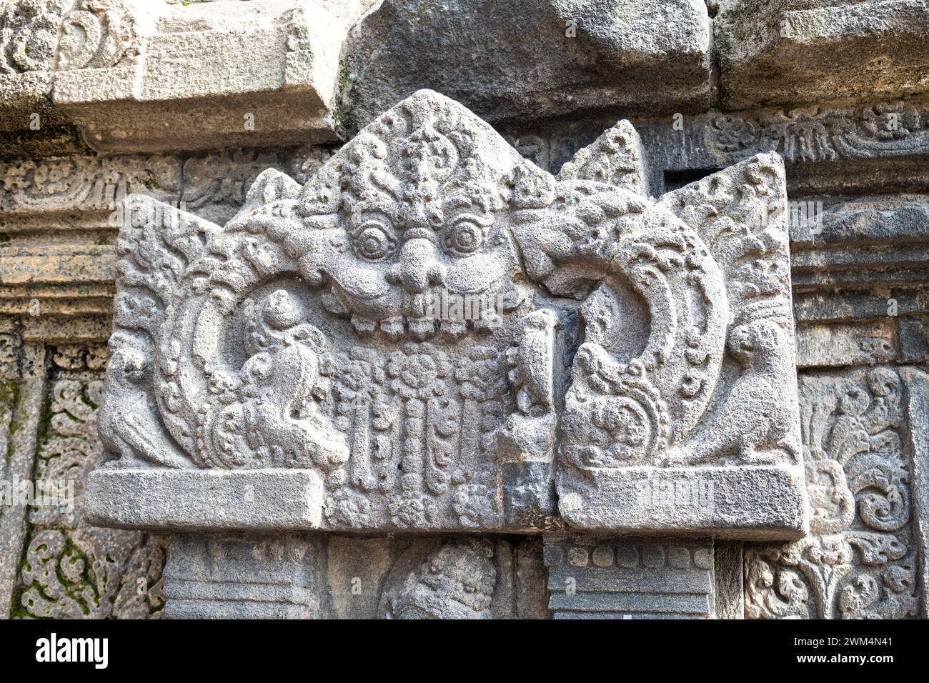 Prambanan stone relief carving detail, Prambanan temple, a 9th-century ...