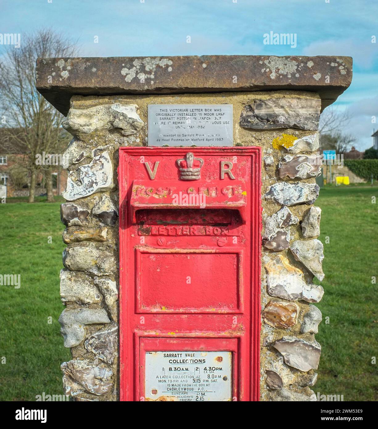A Red Victorian era post box / Queen Victoria Post Box on Sarratt green