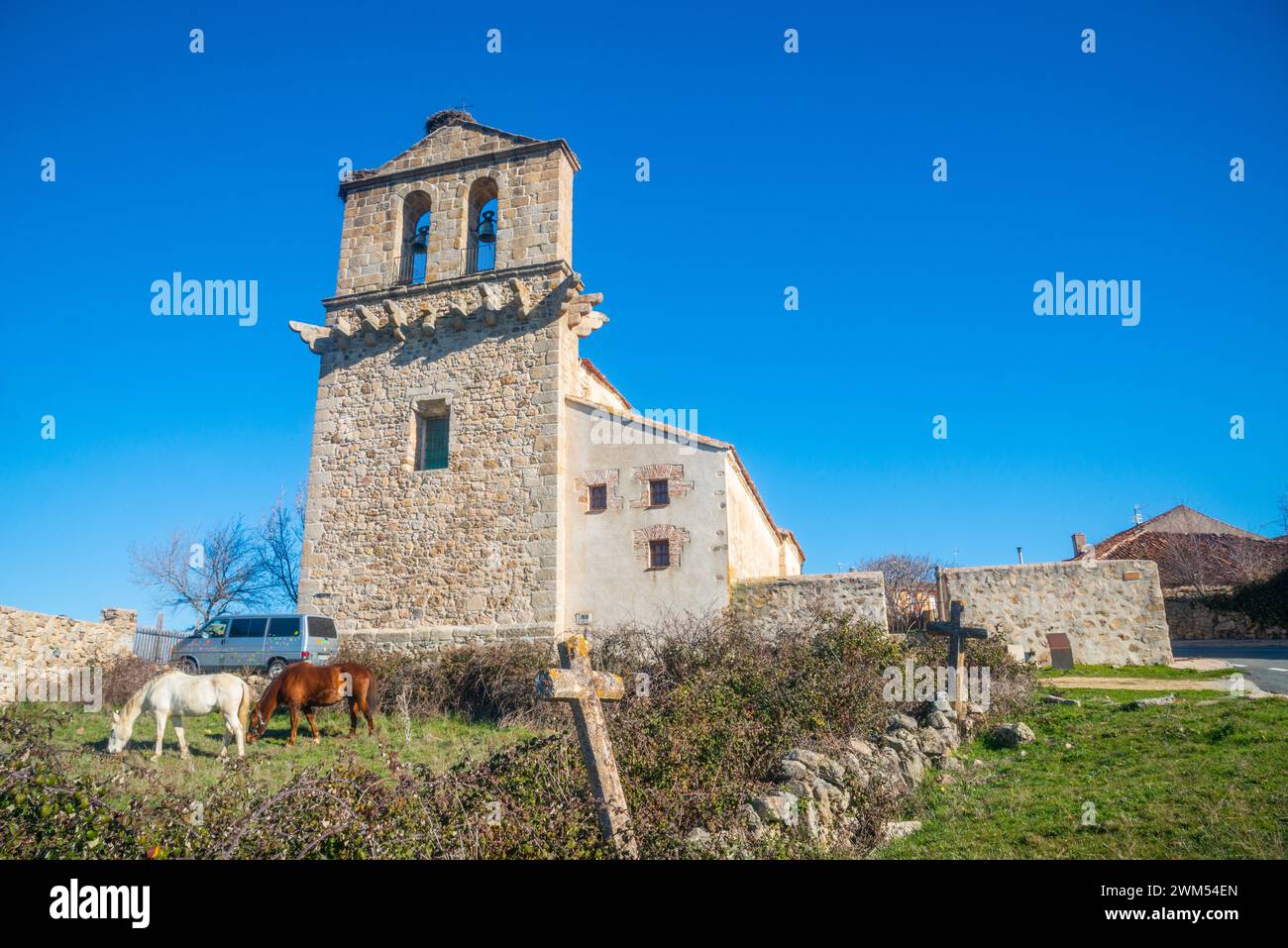 Santo Domingo de Silos church. Santo Domingo de Piron, Segovia province, Castilla Leon, Spain. Stock Photo