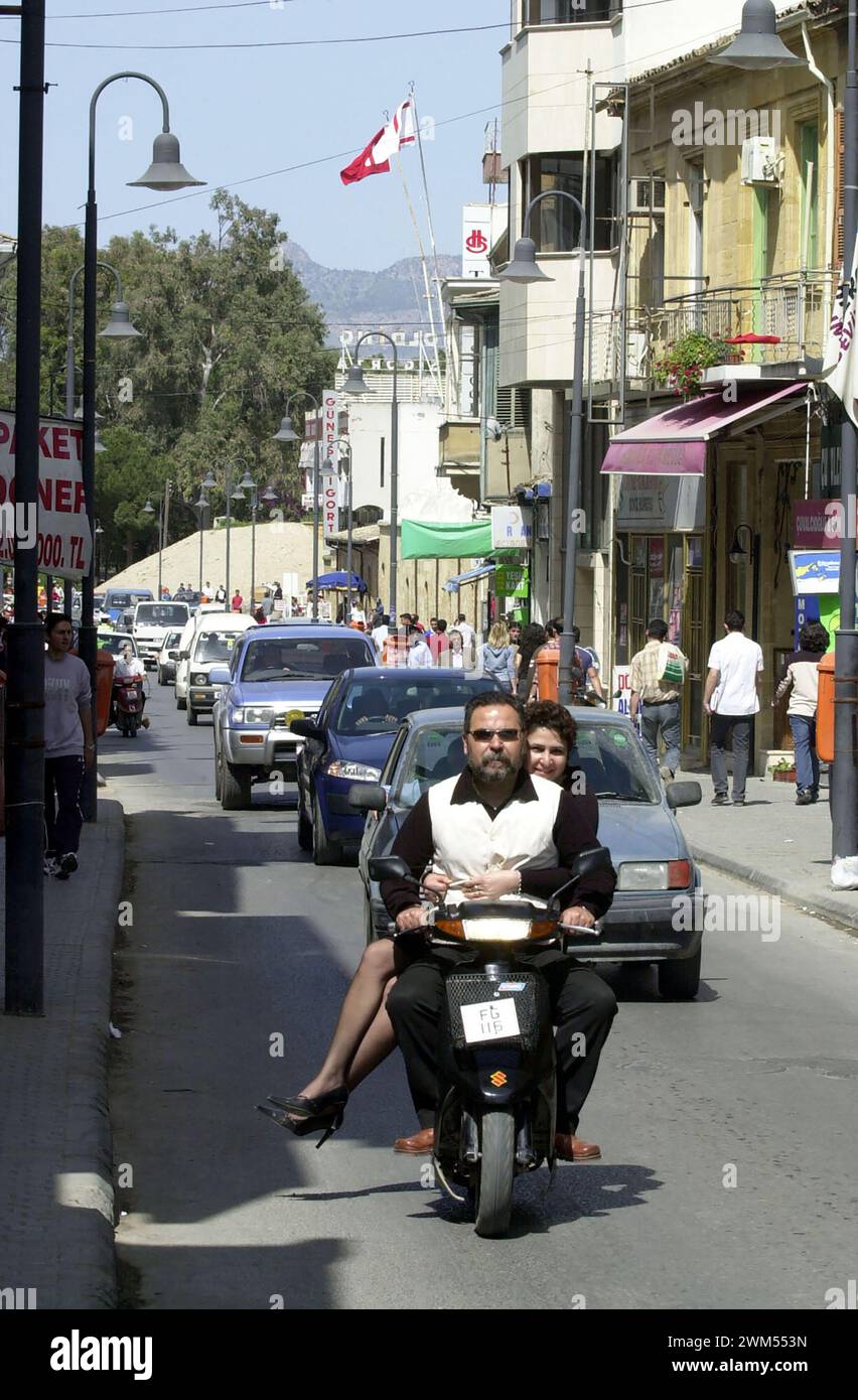 Street scene in the Turkish Cypriot part of Cyprus' capital Nicosia, the last divided capital in the world. Stock Photo