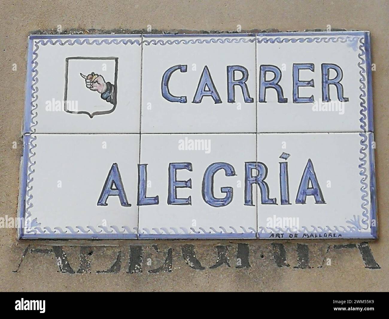 Carrer alegría - Street of Joy in Manacor, Mallorca Stock Photo