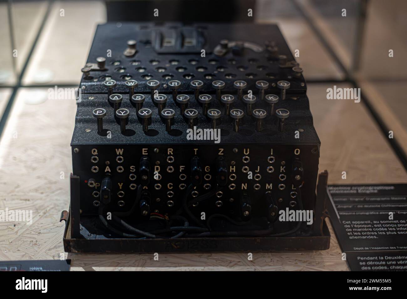 Enigma machine in Army museum of Paris, national military museum in France Stock Photo