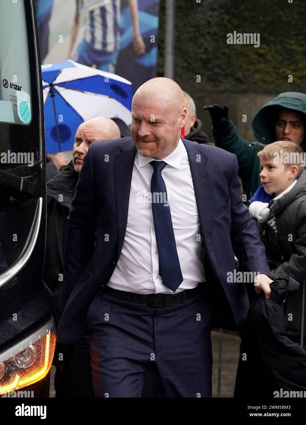 Everton manager Sean Dyche arrives at the ground ahead of the Premier League match at the American Express Stadium, Brighton. Picture date: Saturday February 24, 2024. Stock Photo