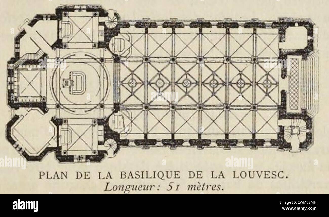 Basilique Saint Régis de Lalouvesc - Plan de Pierre Bossan. Stock Photo