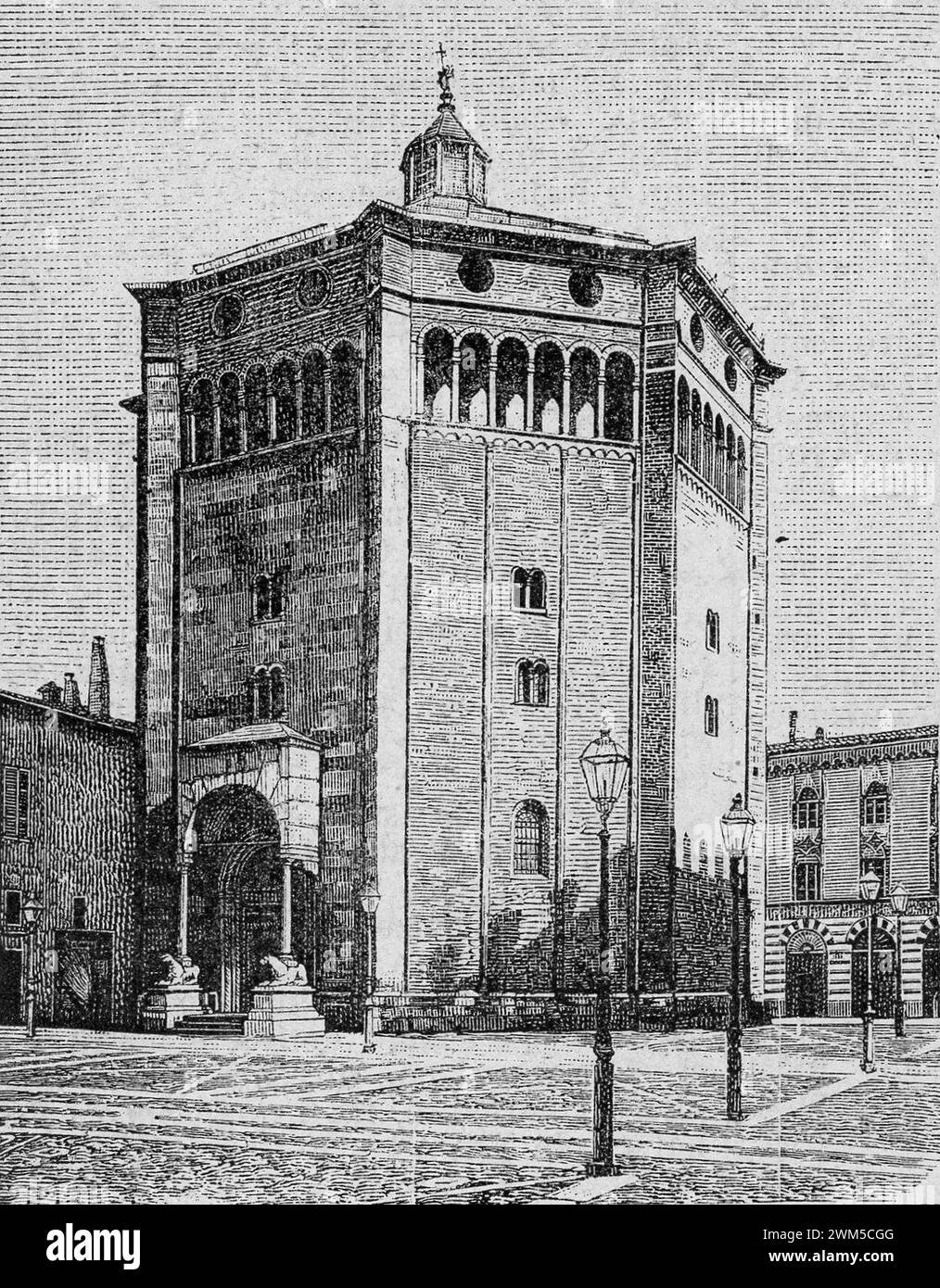 Battistero di Cremona (xilografia). Stock Photo