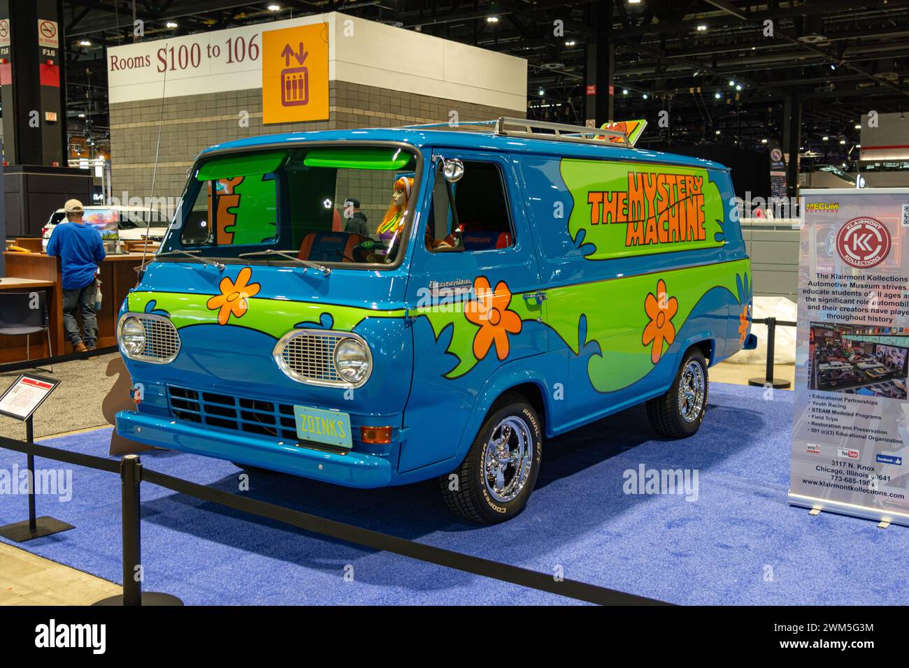 Chicago, IL, USA - February 8, 2024: 1966 Ford Econoline Scooby Doo Mystery Machine at the 2024 Chicago Auto Show. Stock Photo