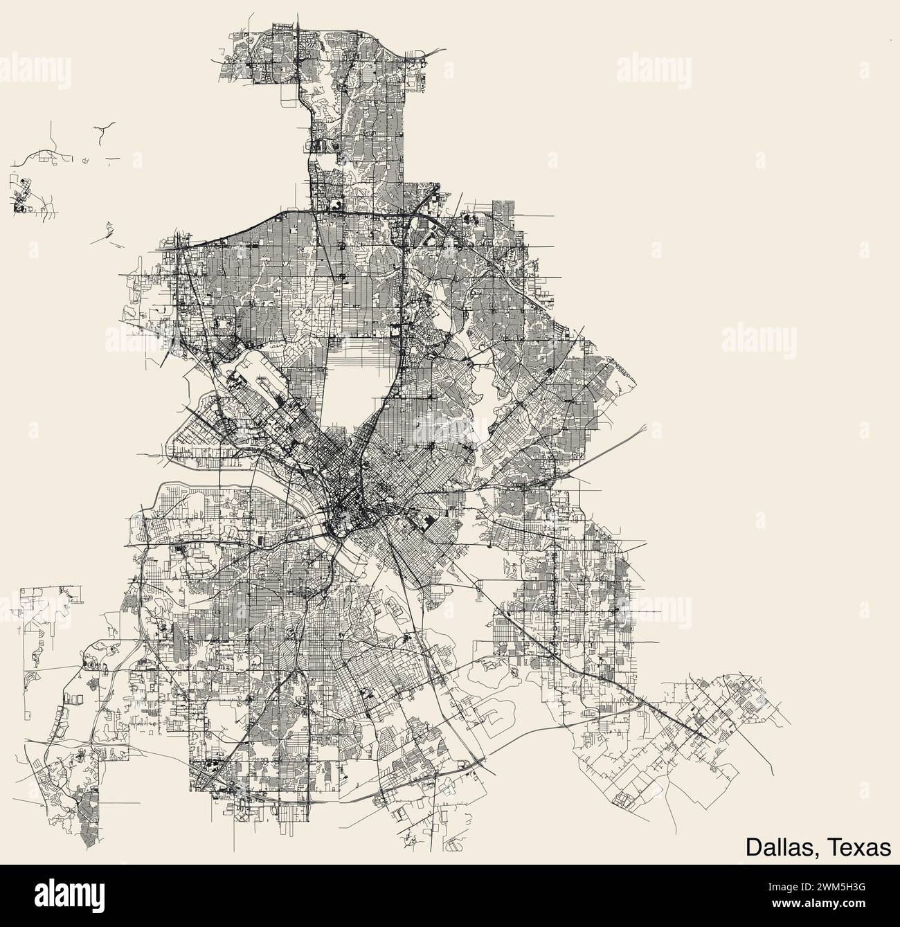 Street roads map of DALLAS, TEXAS Stock Vector