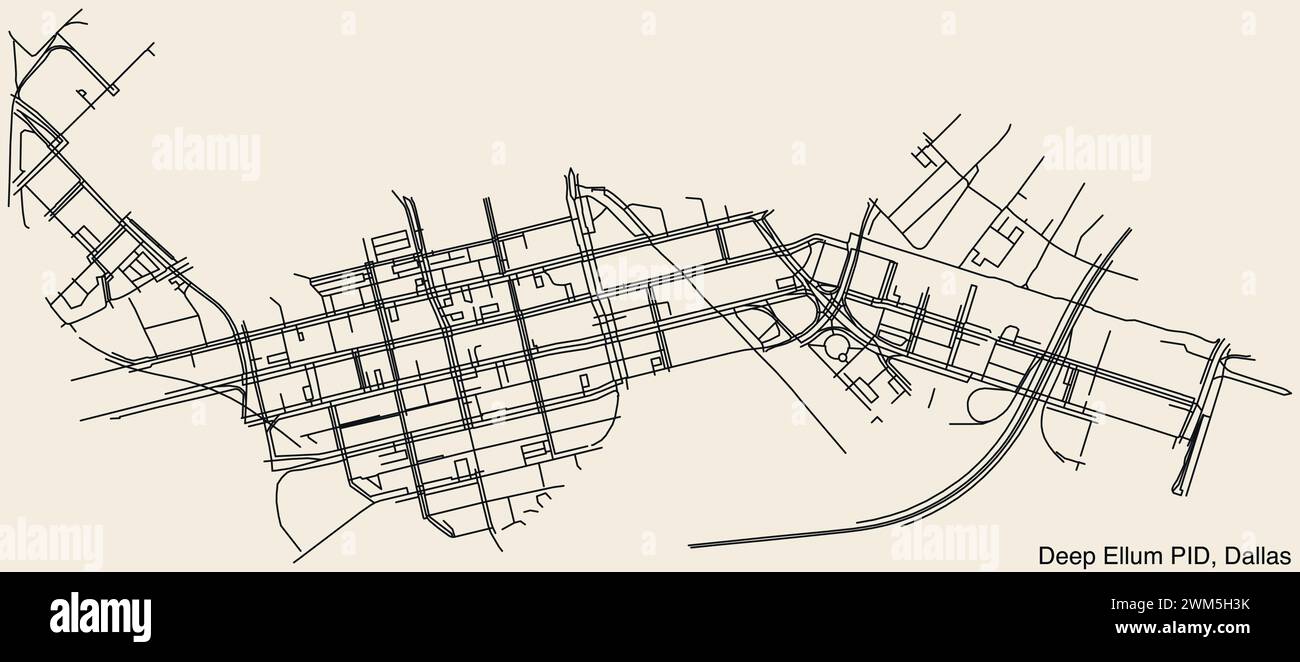 Street roads map of the DEEP ELLUM Public Improvement District