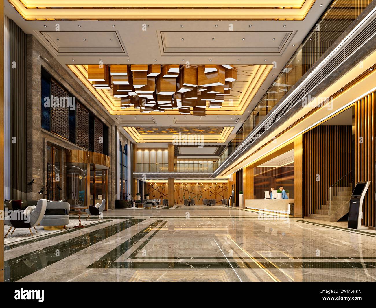 3d render of building entrance lobby interior Stock Photo