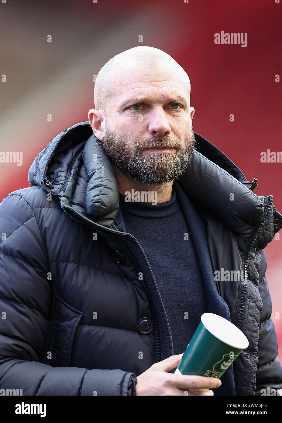 Head coach of Plymouth Argyle Ian Foster looks dejected during the Sky Bet Championship match