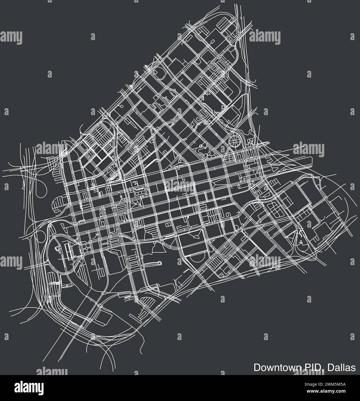 Street roads map of the DOWNTOWN - Street Roads Map Of The Downtown Public Improvement District Neighborhood Dallas 2WM5M5A