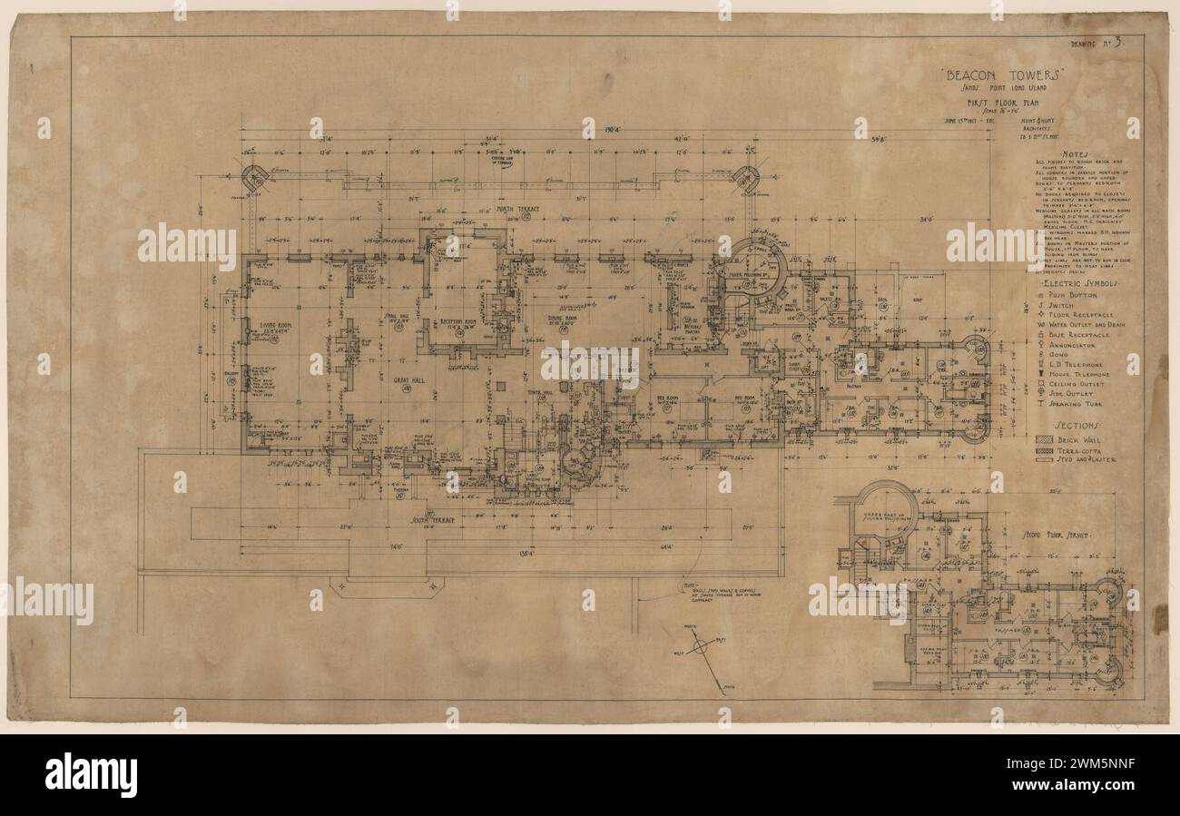 Beacon Towers, Sands Point, Long Island, New York. First floor plan ...