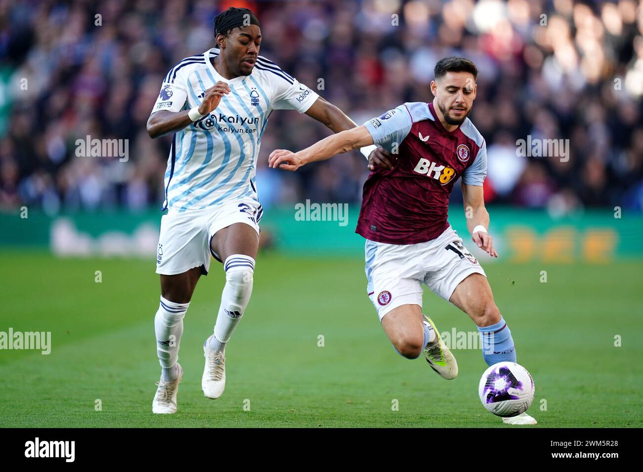 Nottingham Forest's Anthony Elanga (left) And Aston Villa's Alex Moreno ...