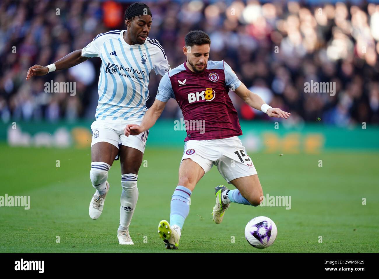 Nottingham Forest's Anthony Elanga (left) And Aston Villa's Alex Moreno ...