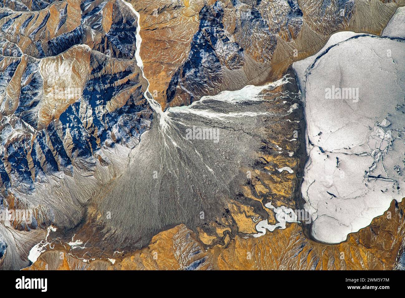 Land feature close to Gar, India. Digital enhancement of an image by NASA Stock Photo