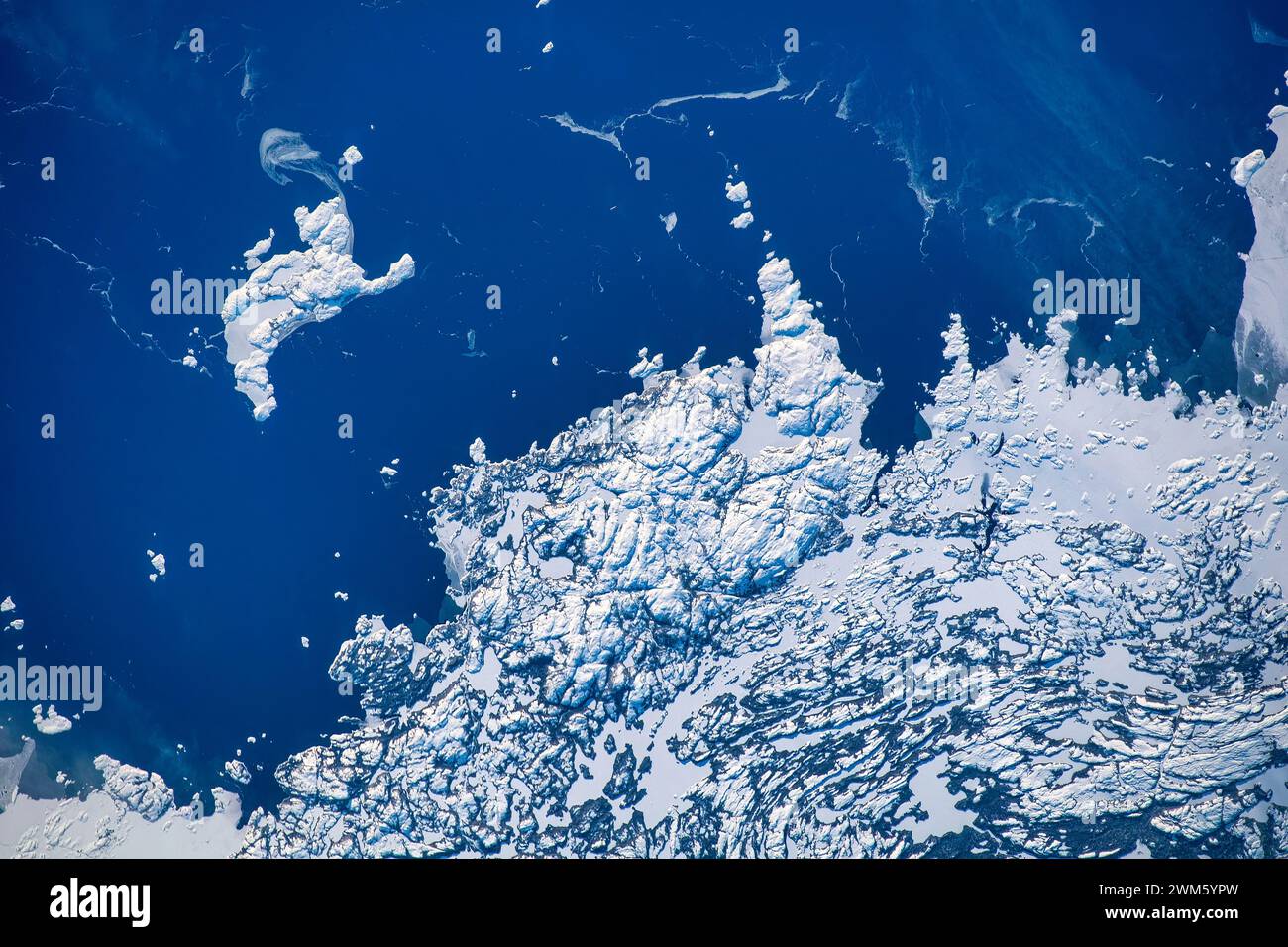 Frozen terrain close to Hampden, Newfoundland and Labrador, Canada. Digital enhancement of an image by NASA Stock Photo