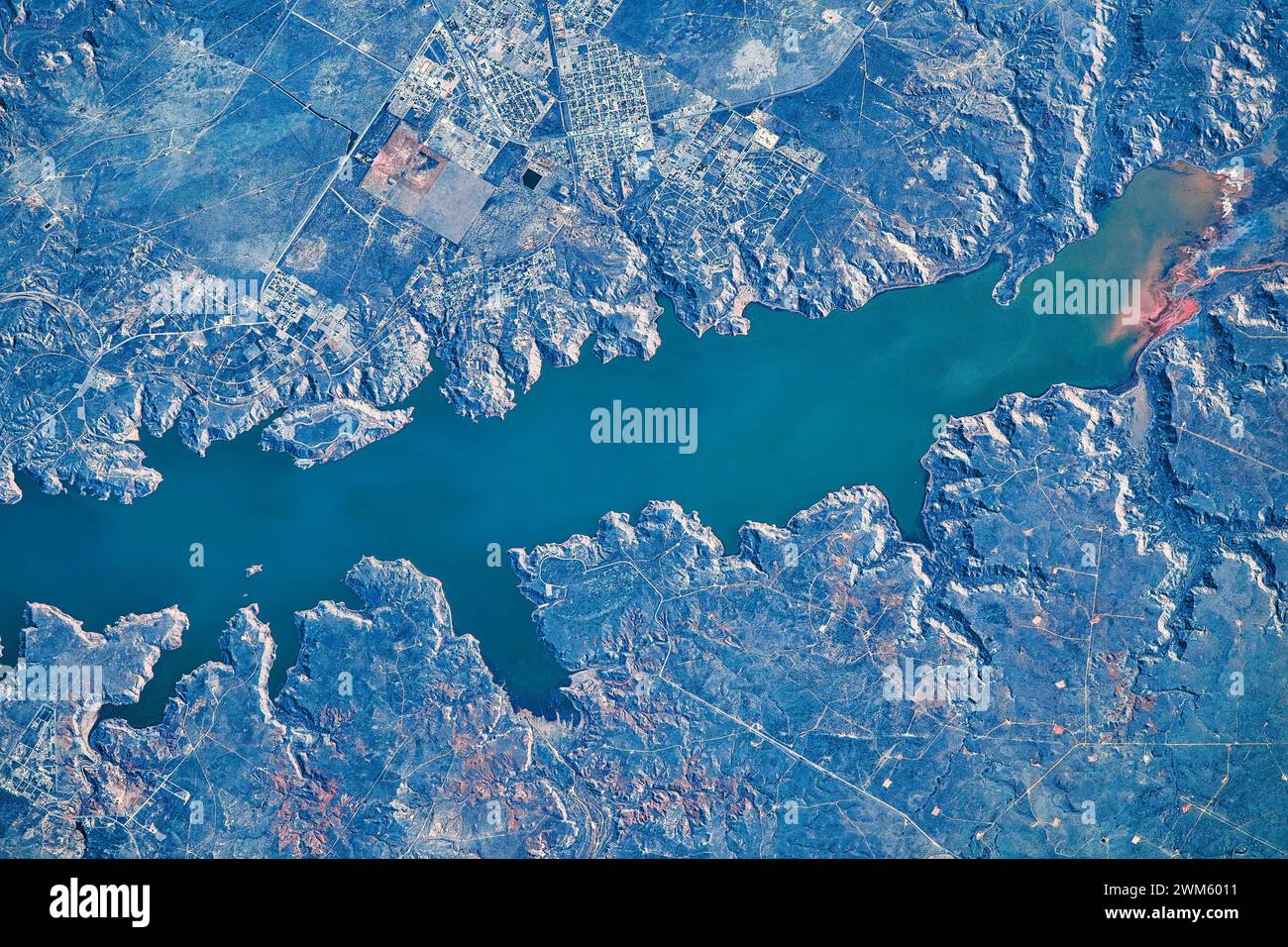 Body of water close to Texas, USA. Digital enhancement of an