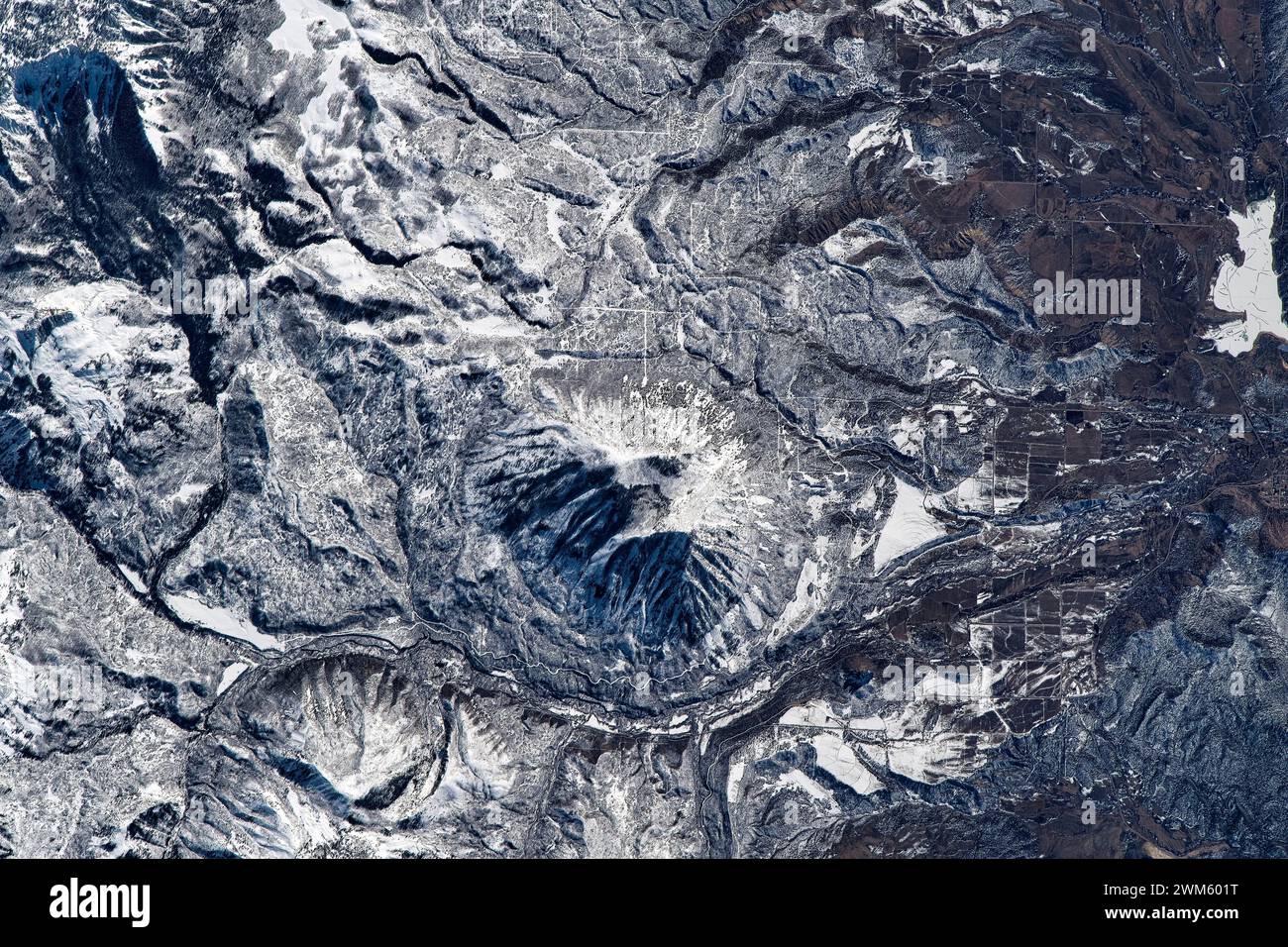 Mountain crater close to Crawford, Colorado, USA. Digital enhancement of an image by NASA Stock Photo