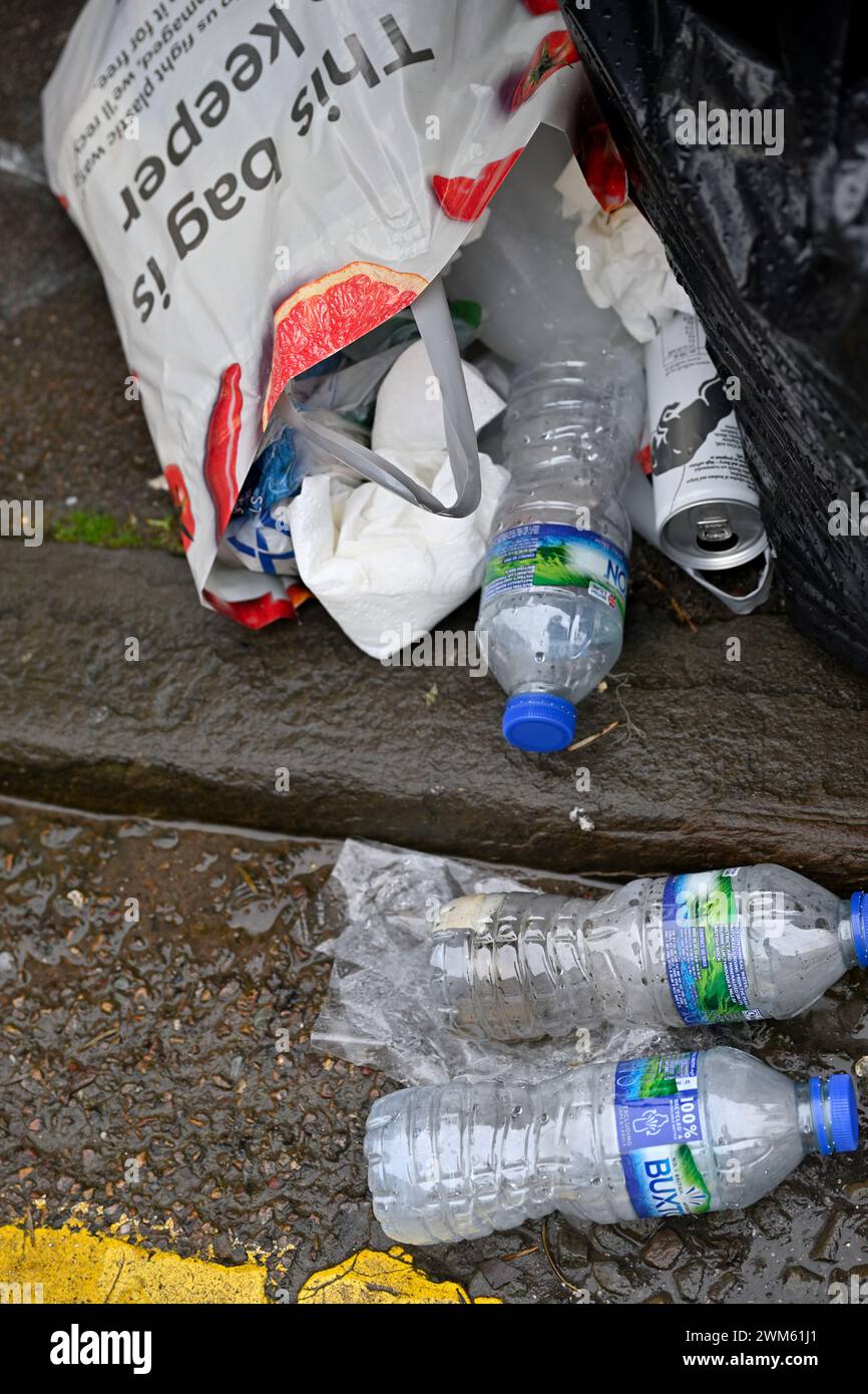 Bag of rubbish duped on side of street, Bristol, UK Stock Photo