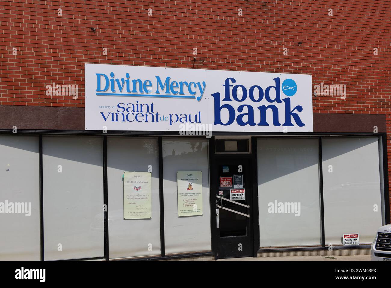 Windsor, Ontario, Canada - September 17 2023: Divine Mercy Food Bank Stock Photo