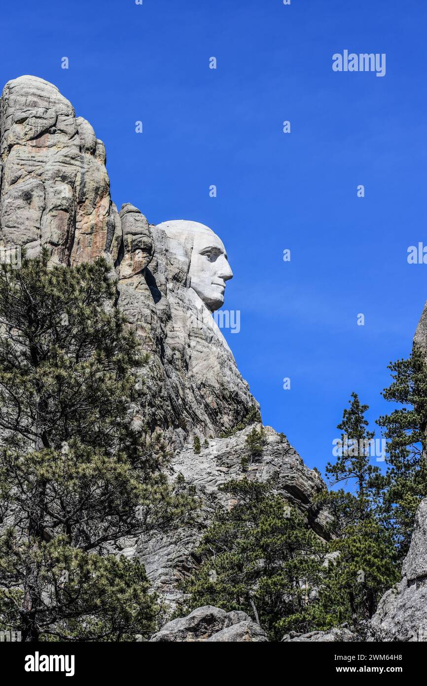 Profile of George Washington on Mount Rushmore Stock Photo