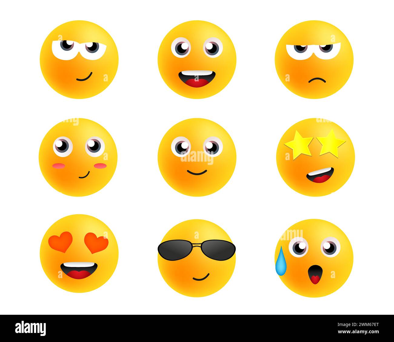 Cute cartoon emoticons. Smiles icons. Emoji vector set Stock Vector ...