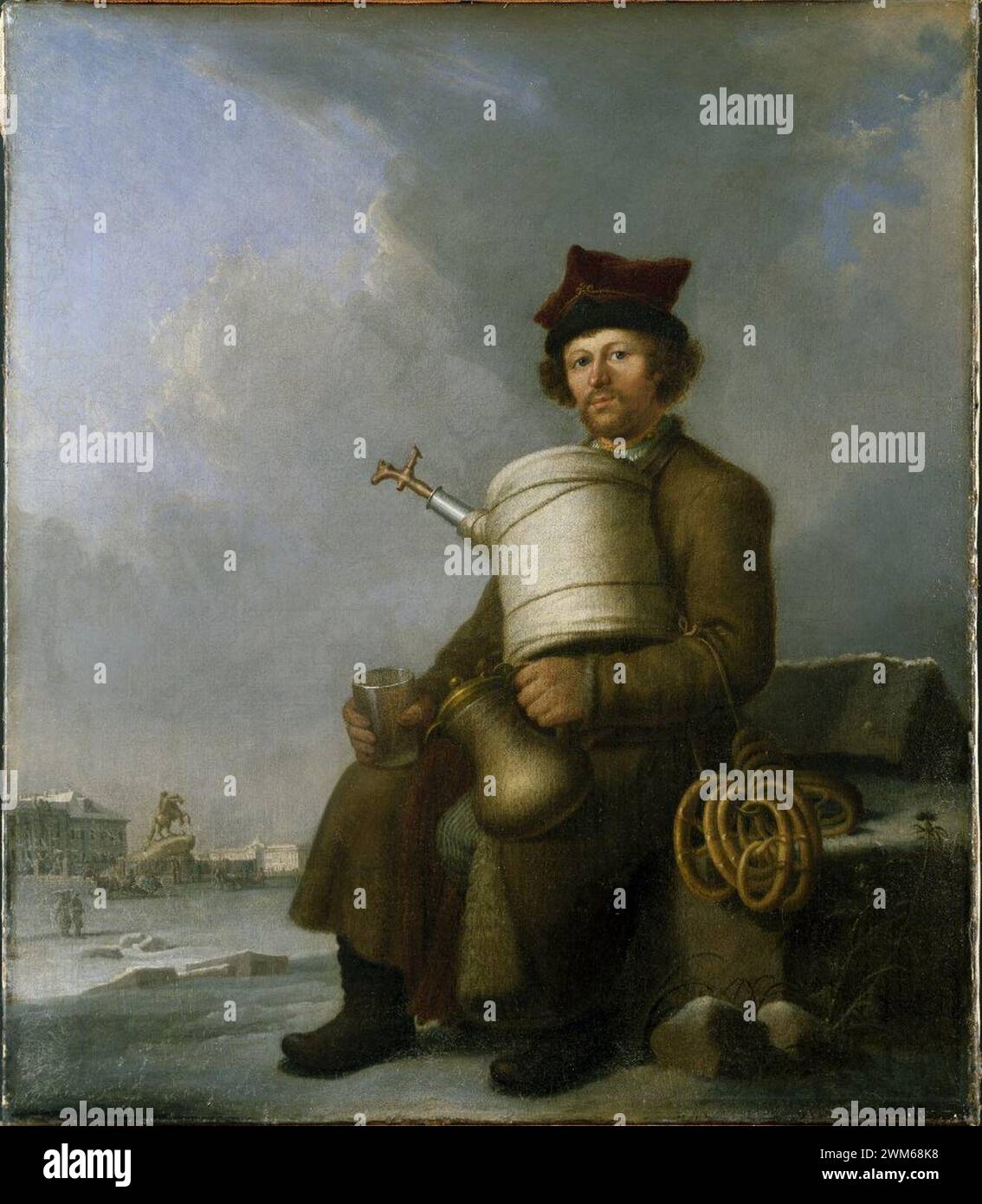 Benjamin Patersen - Ryss som säljer varm dryck, sbiten och kringlor Stock Photo