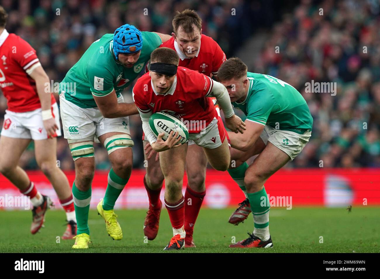 Wales' Cameron in action during the Guinness Six Nations match