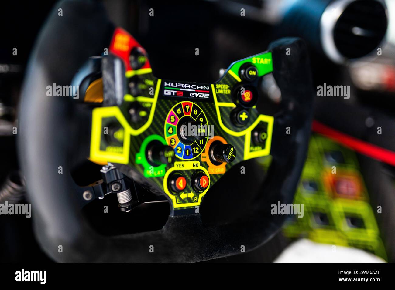 Huracan GT3 Evo2 steering wheel, volant, detail during the