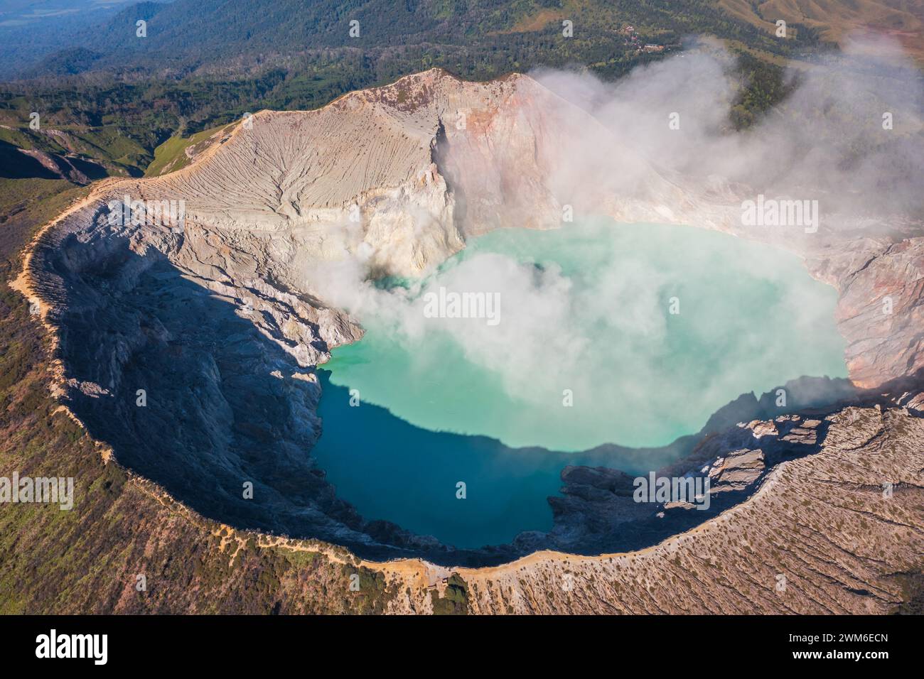 Aerial view of Kawah Ijen, Indonesia Stock Photo