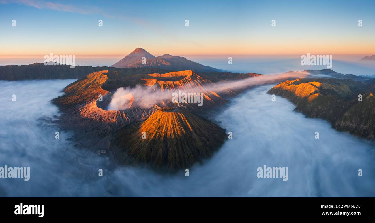Aerial view of Kawah Ijen, Indonesia Stock Photo