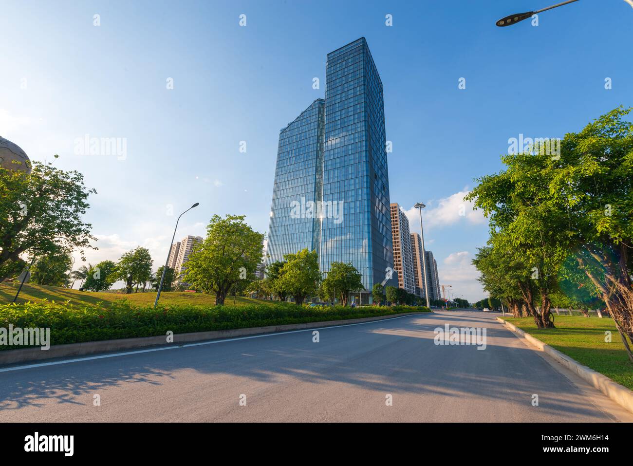Technopark tower glass building in Vinhomes Ocean Park in Hanoi Stock Photo